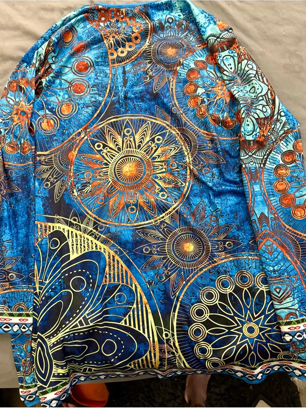 Blue Patterned Tunic Top - Blue -